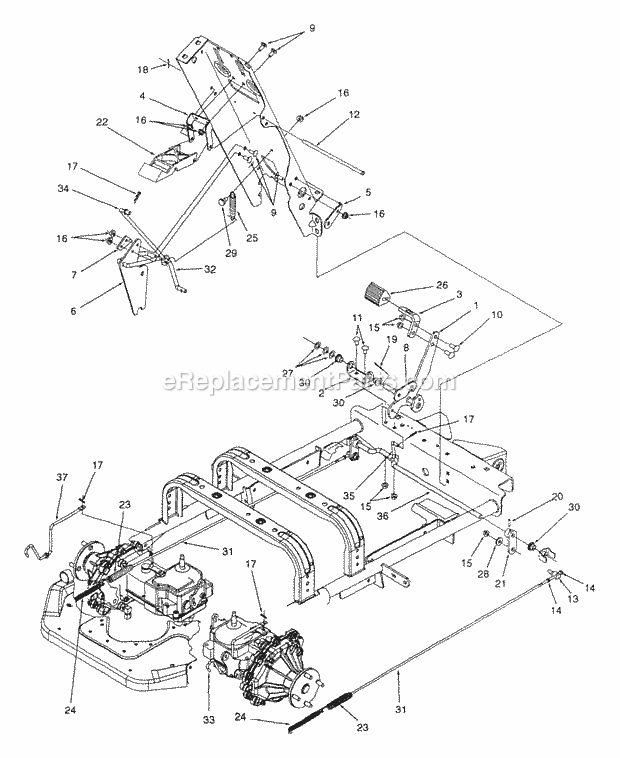Parking Brake And Linkage Diagram and Parts List for Z54 53AC385K100 Cub Cadet Lawn Mower